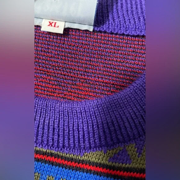 Vintage Meister hagemeister wool acrylic Mulitcolored abstract sweater size XL - Picture 7 of 7